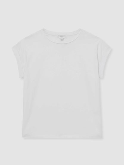 Reiss Best Seller - Brushed-Cotton Crew-Neck T-Shirt in White