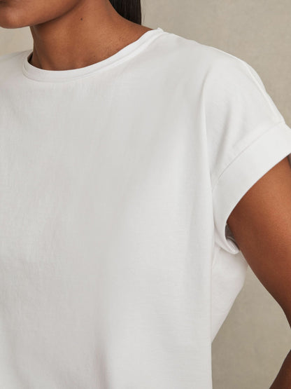 Reiss Best Seller - Brushed-Cotton Crew-Neck T-Shirt in White