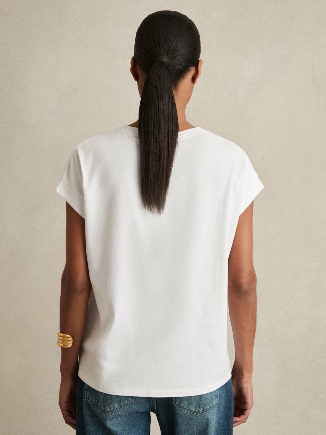 Reiss Best Seller - Brushed-Cotton Crew-Neck T-Shirt in White