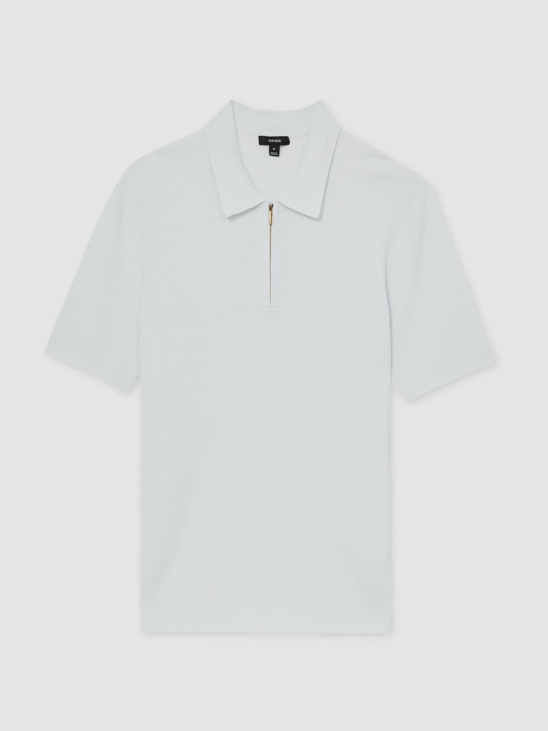 Reiss Deal - Textured Half-Zip Polo Shirt in White