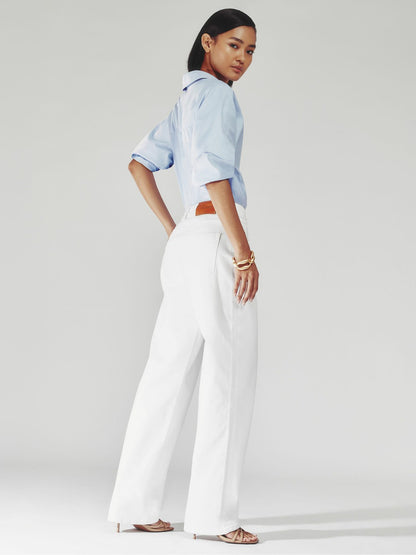 Reiss Affordable - Petite Straight Leg Turn Up Jeans in White