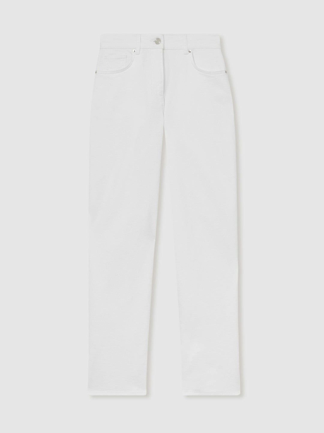 Reiss Affordable - Petite Straight Leg Turn Up Jeans in White