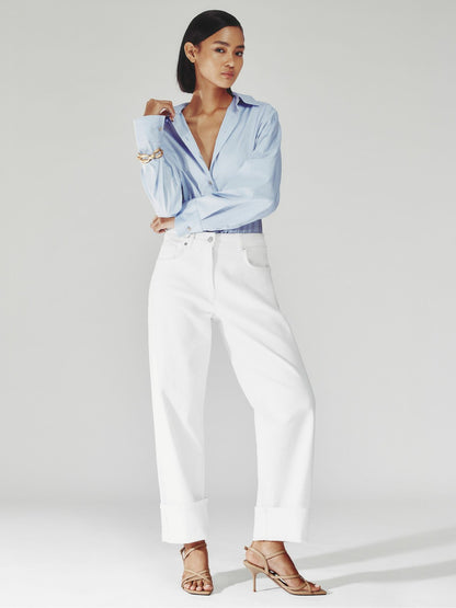Reiss Affordable - Petite Straight Leg Turn Up Jeans in White
