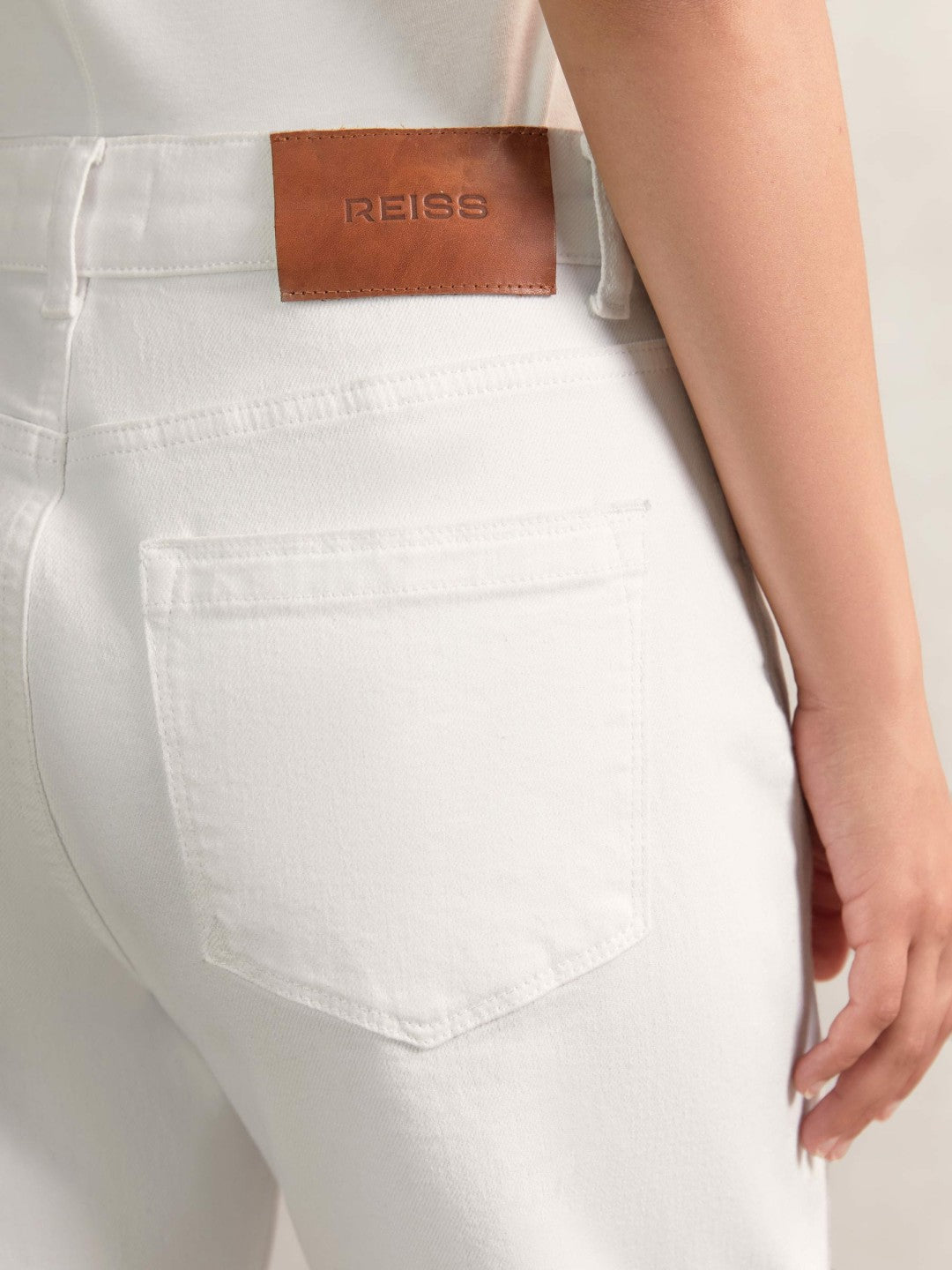 Reiss Affordable - Petite Straight Leg Turn Up Jeans in White