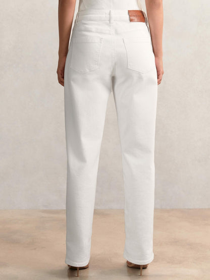 Reiss Affordable - Petite Straight Leg Turn Up Jeans in White