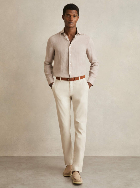 Reiss Savings - Cotton-Piqué Slim-Fit Chinos in Off White