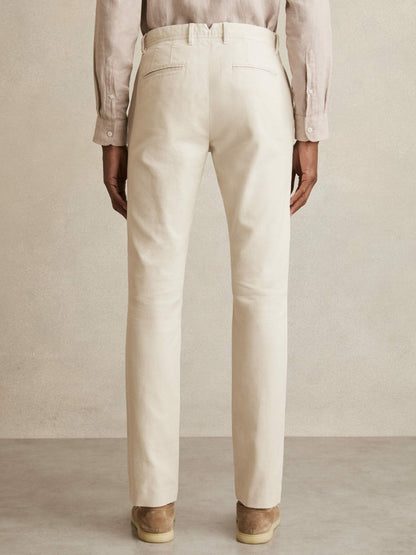 Reiss Savings - Cotton-Piqué Slim-Fit Chinos in Off White