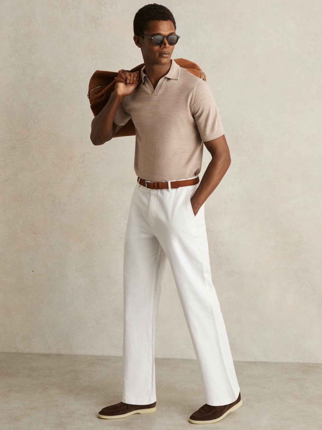 Reiss Best Seller - Cotton-Linen Relaxed-Fit Trousers in White