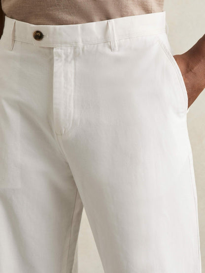 Reiss Best Seller - Cotton-Linen Relaxed-Fit Trousers in White