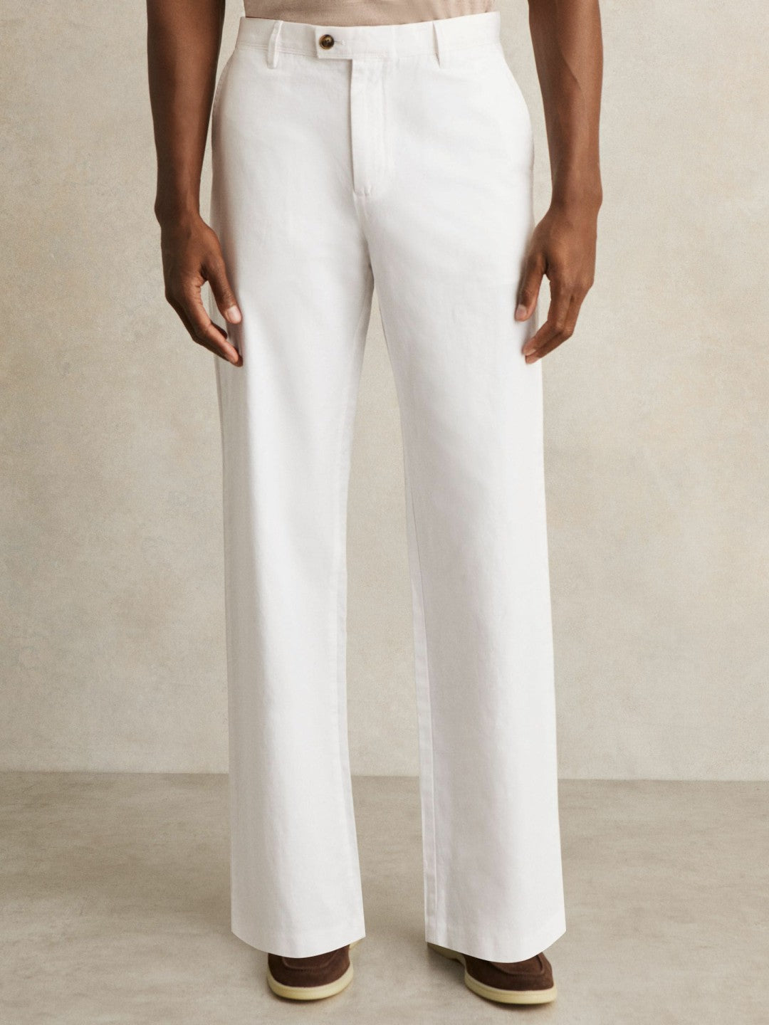 Reiss Best Seller - Cotton-Linen Relaxed-Fit Trousers in White