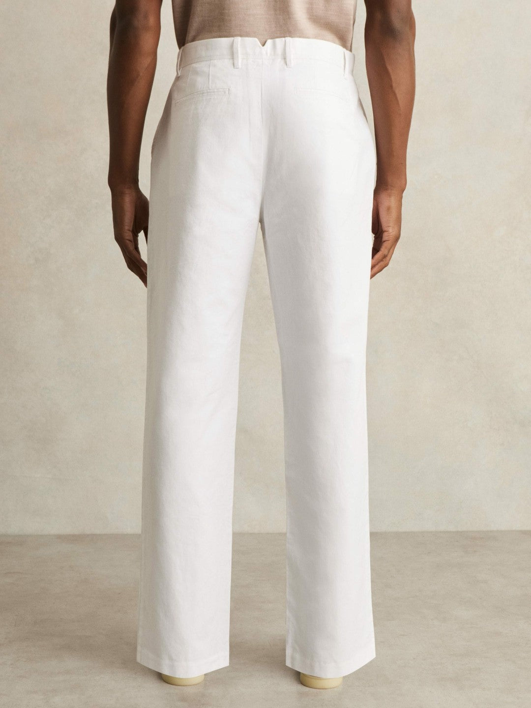 Reiss Best Seller - Cotton-Linen Relaxed-Fit Trousers in White