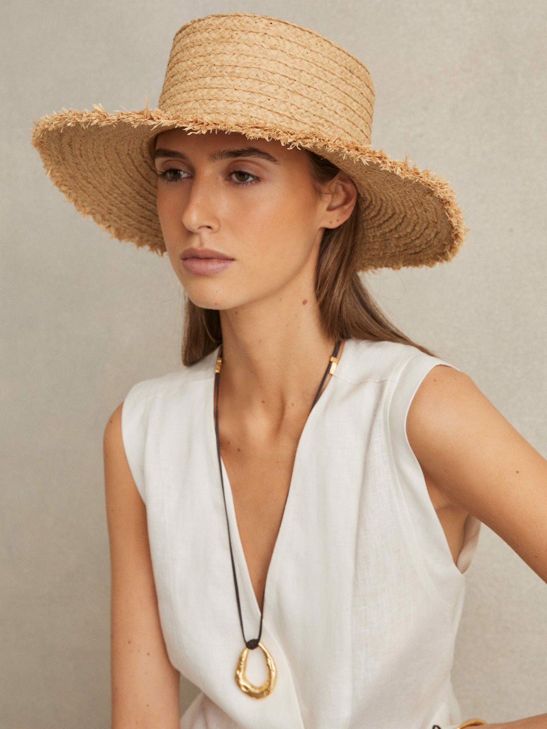 Reiss Value - Straw Boater Hat in Natural