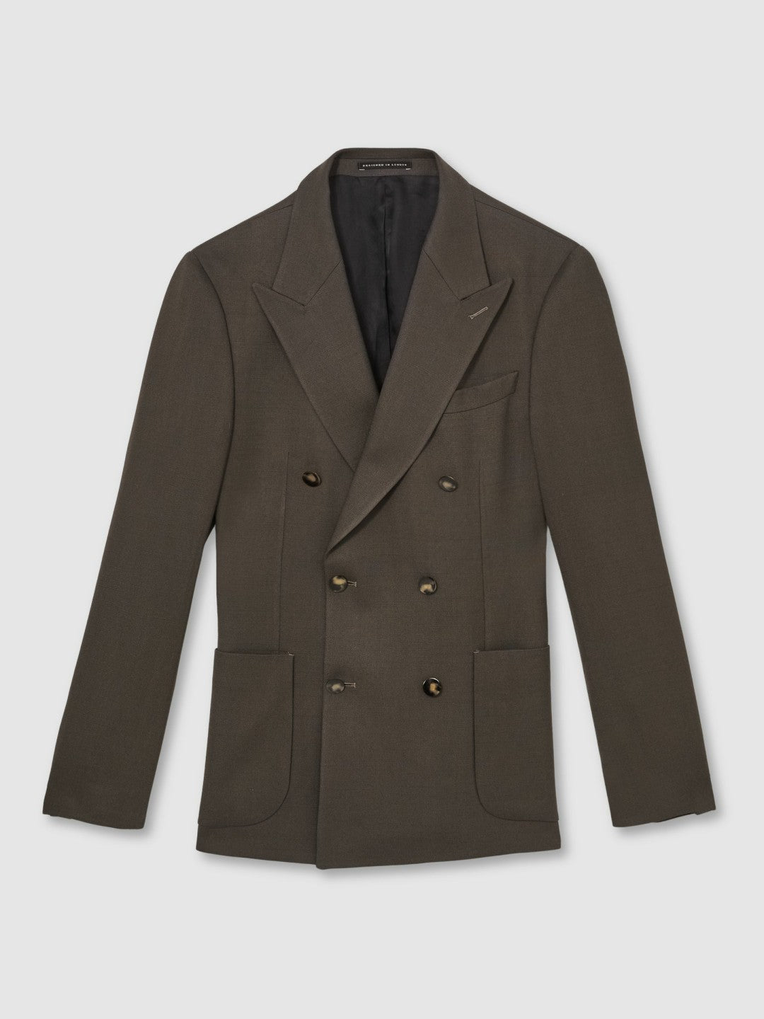 Reiss Offer - Slim Fit Double Breasted Suit Blazer in Dark Green