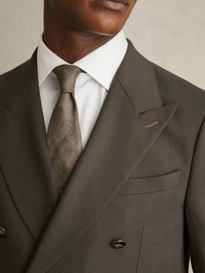 Reiss Offer - Slim Fit Double Breasted Suit Blazer in Dark Green