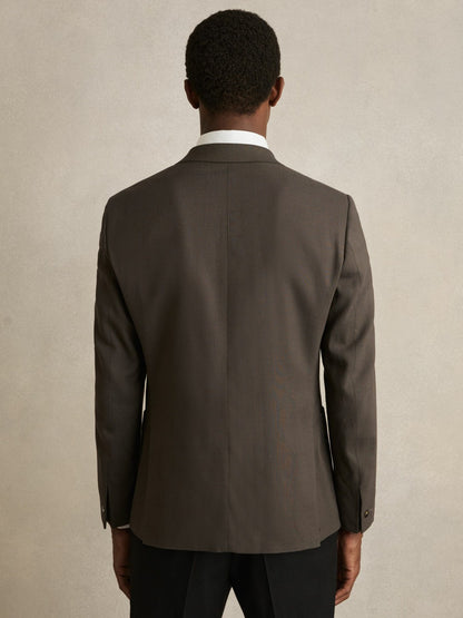Reiss Offer - Slim Fit Double Breasted Suit Blazer in Dark Green