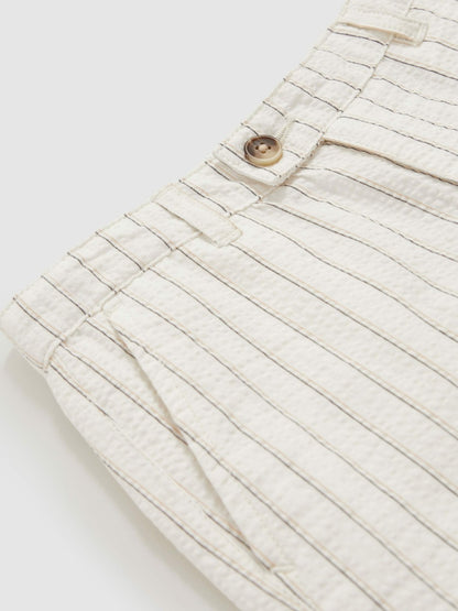Reiss Popular Choice - 3-9 yrs Cotton Pinstripe Trousers Regular-Fit in Off White/Taupe Brown