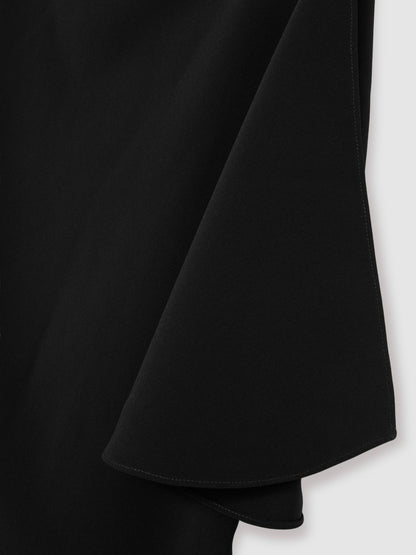 Reiss Draped-Front High-Neck Midi Dress in Black