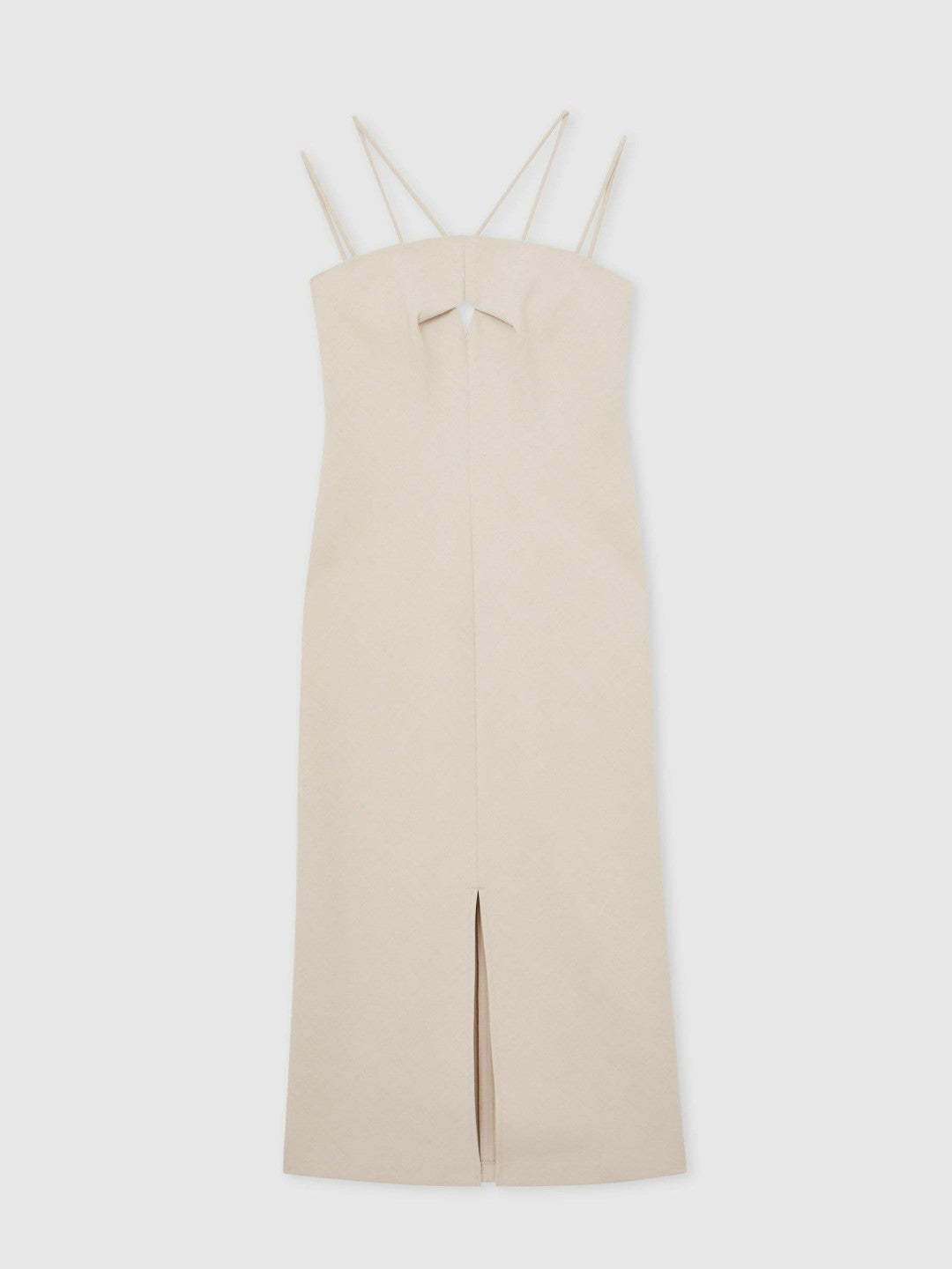Reiss Double Strap Cut Out Midi Dress in Stone Neutral