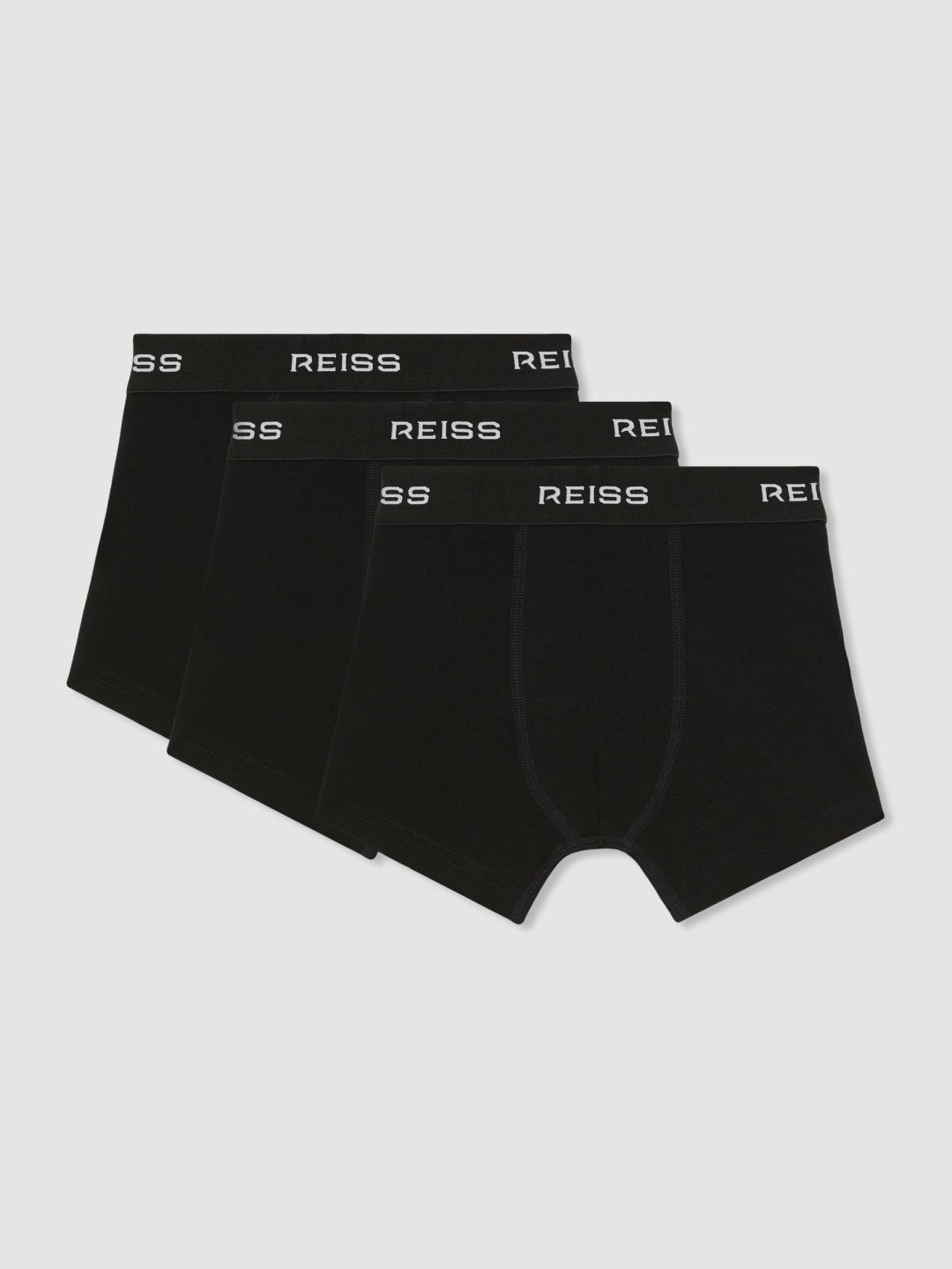 Reiss Deal - 9-13 yrs Stretch-Cotton Logo-Waistband Boxer Shorts 3 Pack in Black