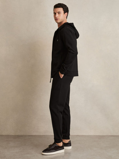 Reiss Deal - Interlock Zip-Through Hoodie in Black