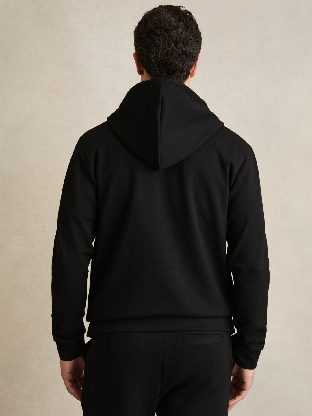 Reiss Deal - Interlock Zip-Through Hoodie in Black