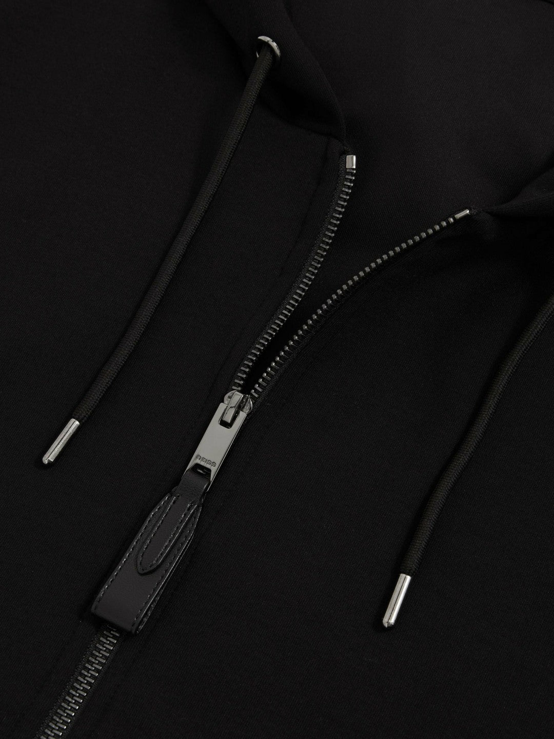 Reiss Deal - Interlock Zip-Through Hoodie in Black