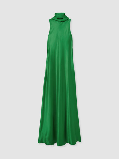 Reiss Satin Cape Maxi Dress in Green