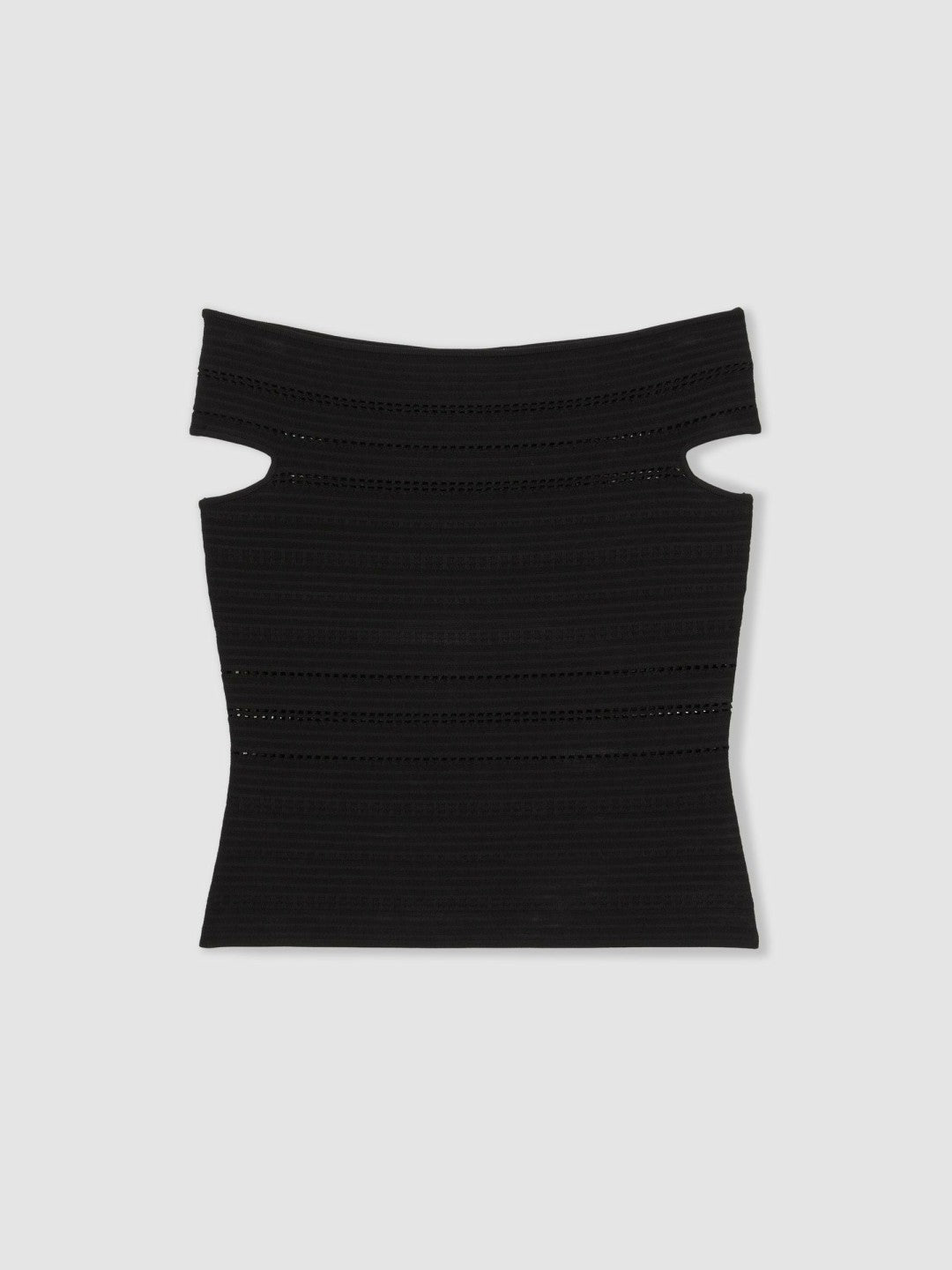 Reiss Offer - Bardot Open Knit Top in Black