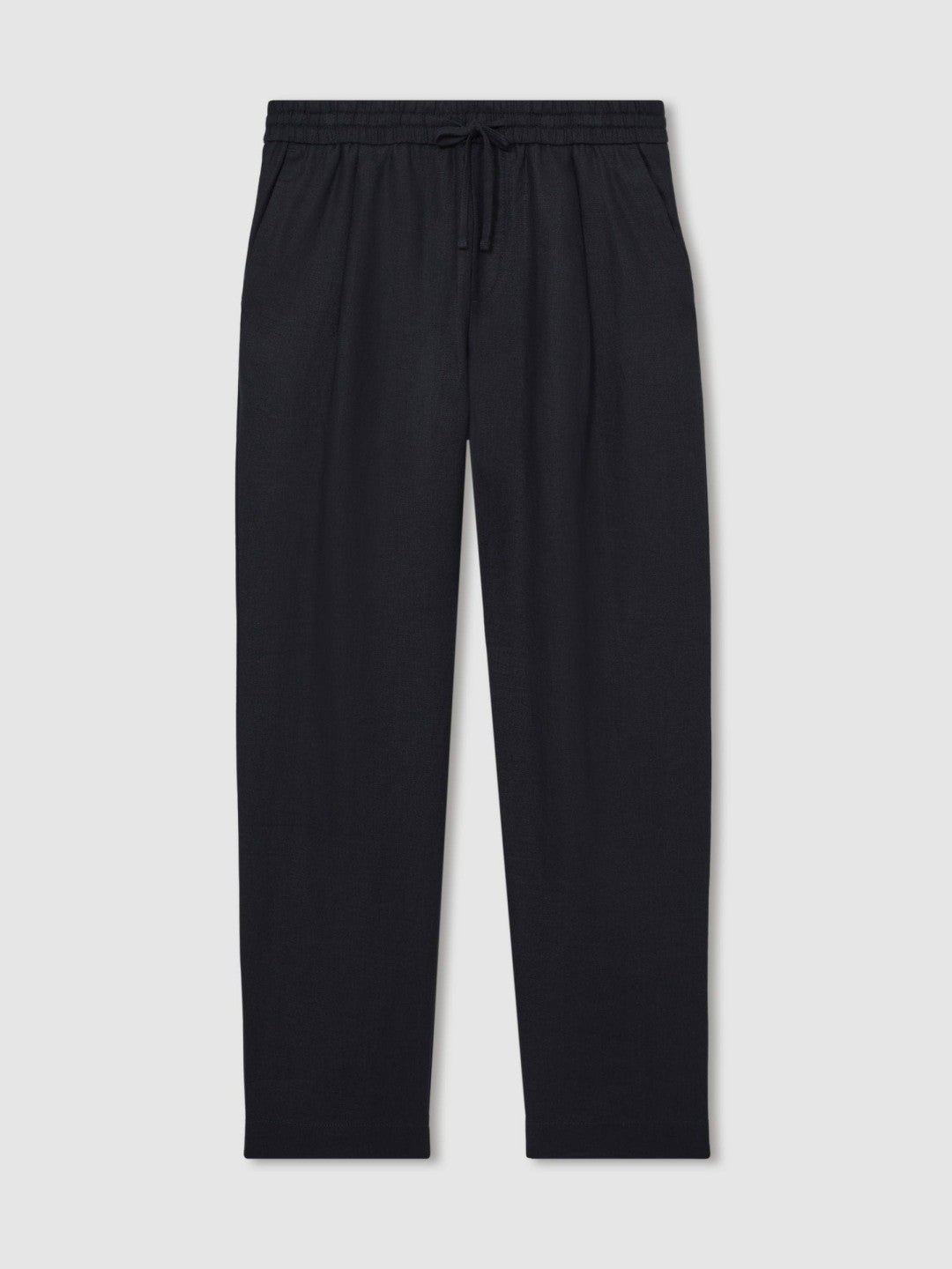 Reiss Savings - Linen Drawstring Relaxed-Fit Trousers in Navy