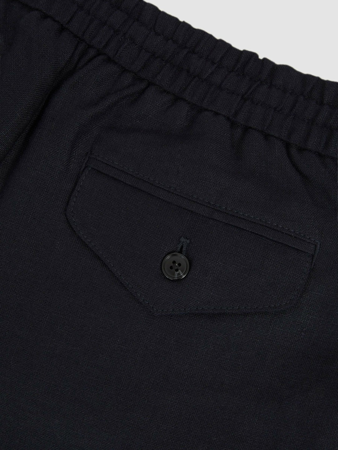 Reiss Savings - Linen Drawstring Relaxed-Fit Trousers in Navy