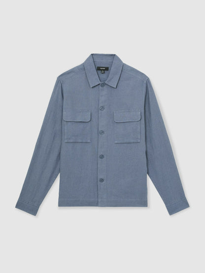 Reiss Featured - Linen Twin-Pocket Overshirt in Airforce Blue