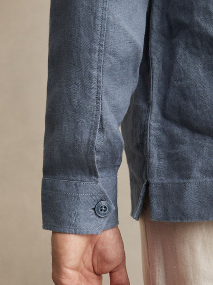 Reiss Featured - Linen Twin-Pocket Overshirt in Airforce Blue
