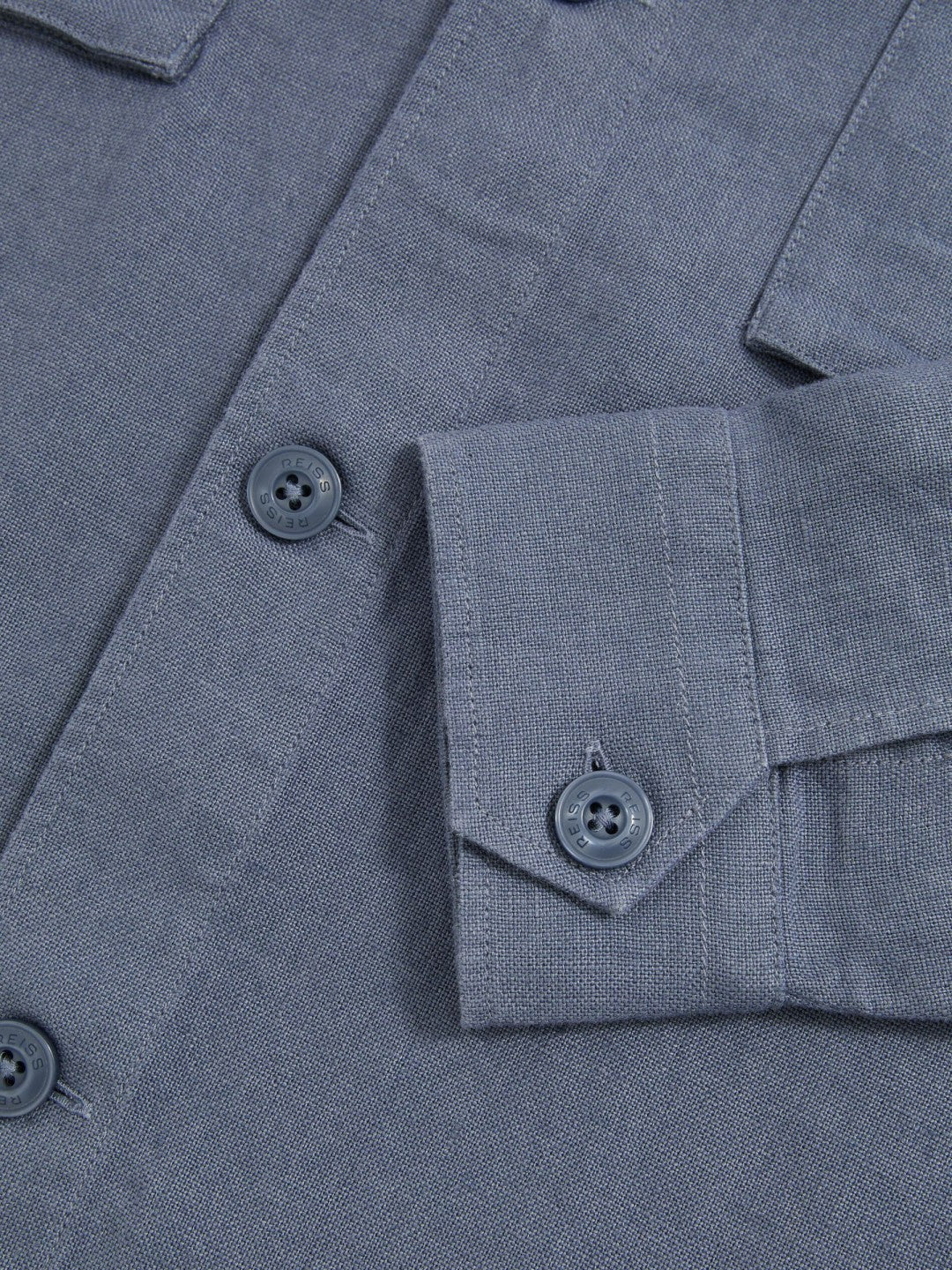 Reiss Featured - Linen Twin-Pocket Overshirt in Airforce Blue