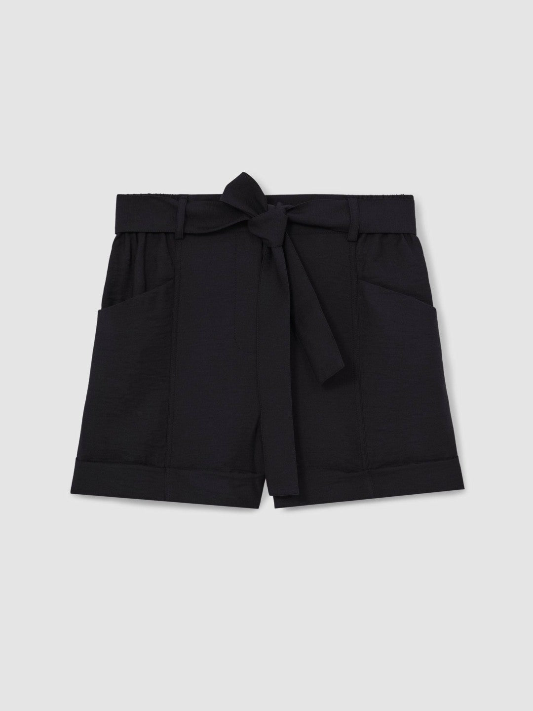 Reiss Sale - Belted Button Tab Shorts in Navy