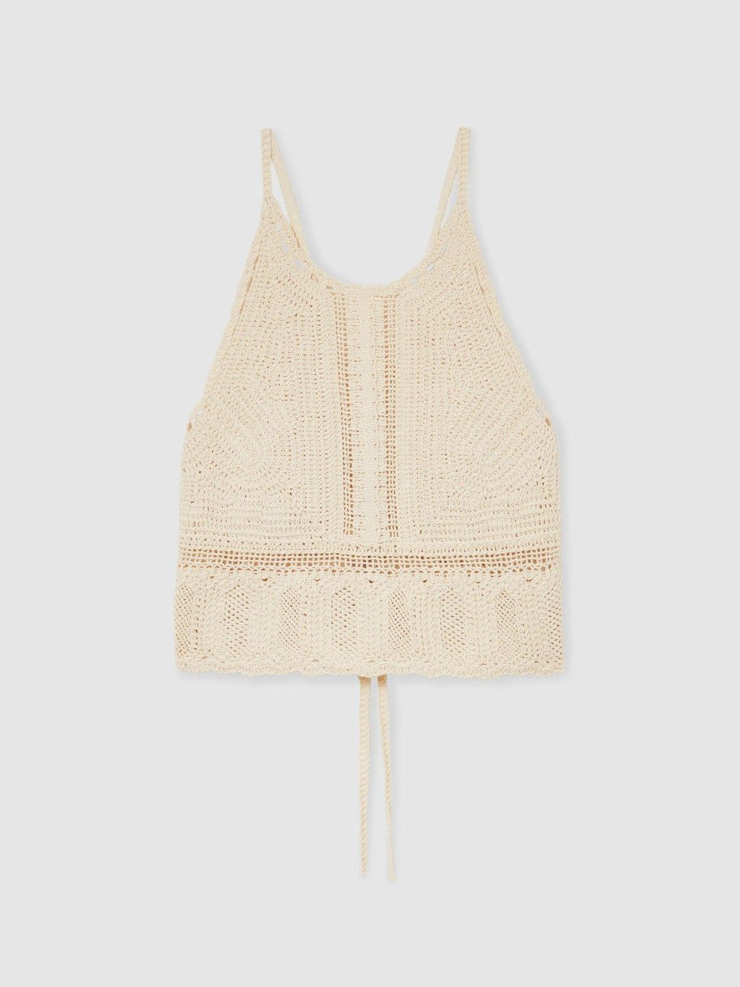 Reiss Featured - Cotton Crochet Tie-Back Cropped Top in Cream