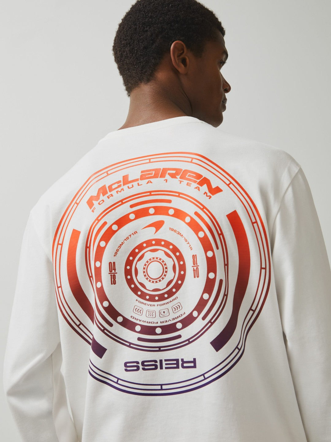 Reiss Popular Choice - Unisex Fit McLaren F1 Team Tyre-Print T-Shirt in White