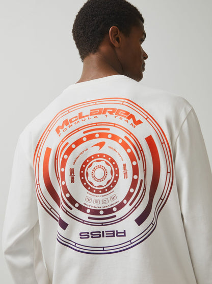 Reiss Popular Choice - Unisex Fit McLaren F1 Team Tyre-Print T-Shirt in White
