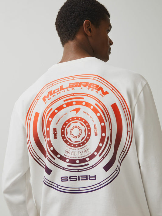 Reiss Popular Choice - Unisex Fit McLaren F1 Team Tyre-Print T-Shirt in White