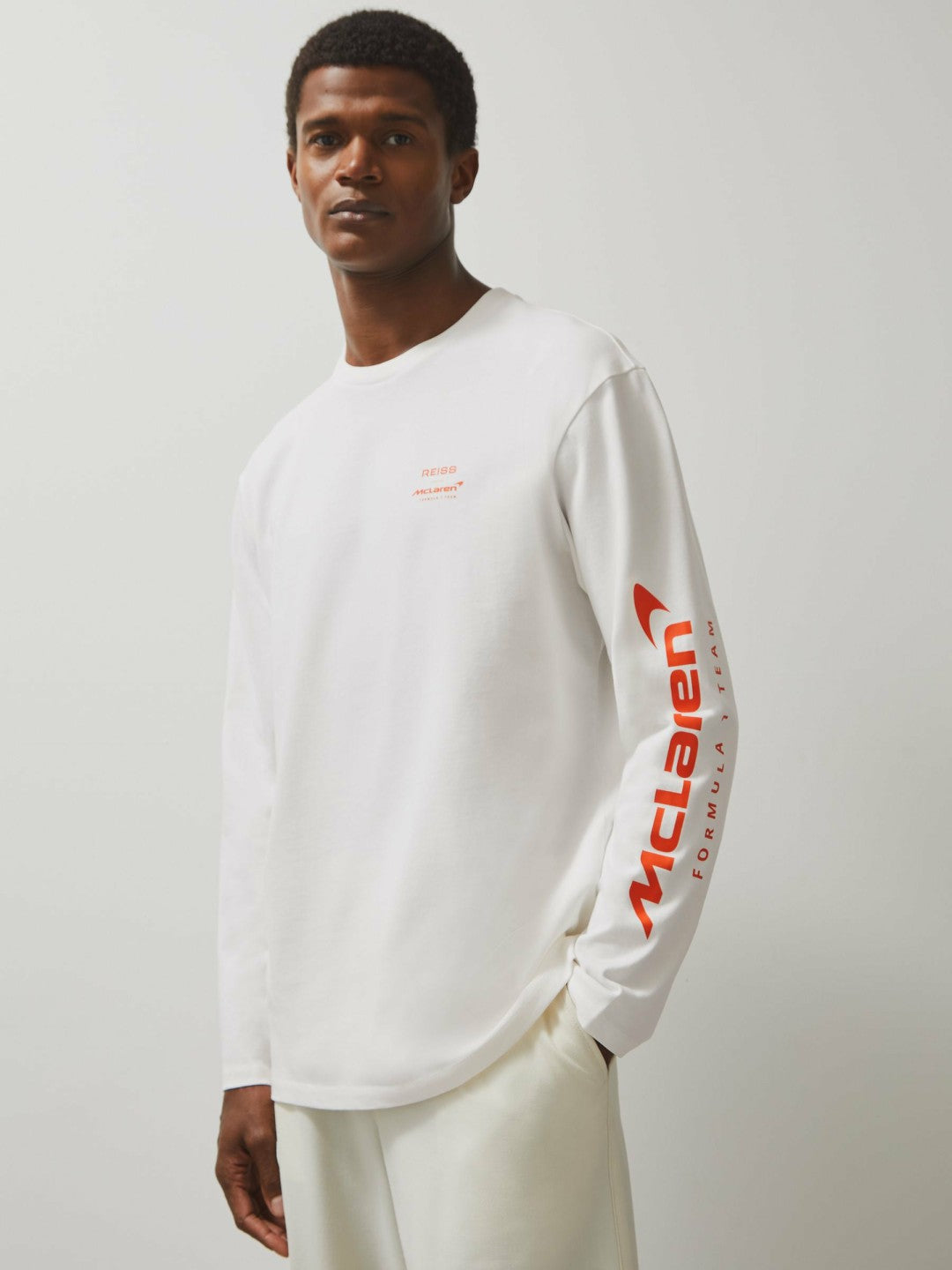 Reiss Popular Choice - Unisex Fit McLaren F1 Team Tyre-Print T-Shirt in White