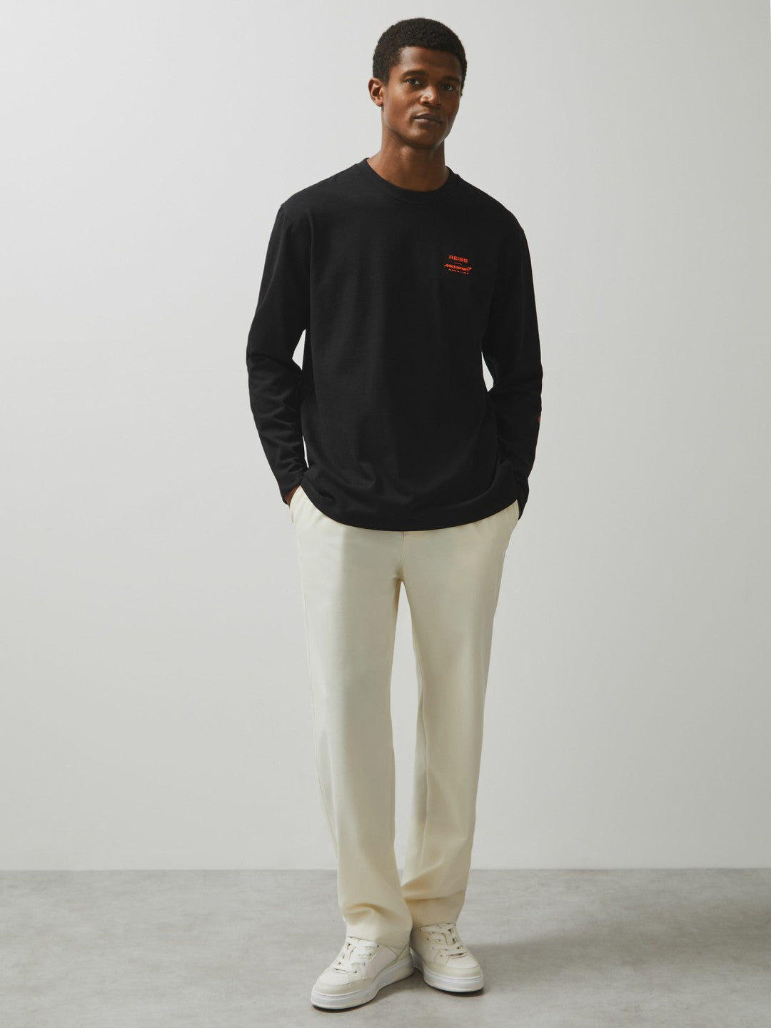 Reiss Sale - Unisex Fit McLaren F1 Team Tyre-Print T-Shirt in Black