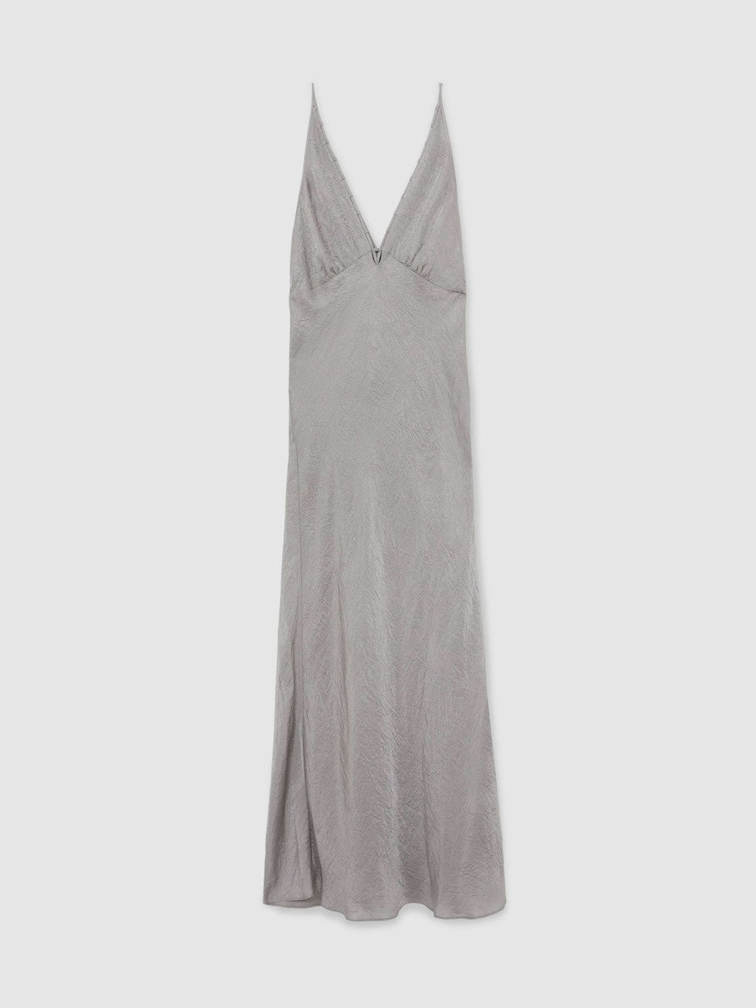 Reiss Crushed Satin Tie Back Slip Dress in Grey