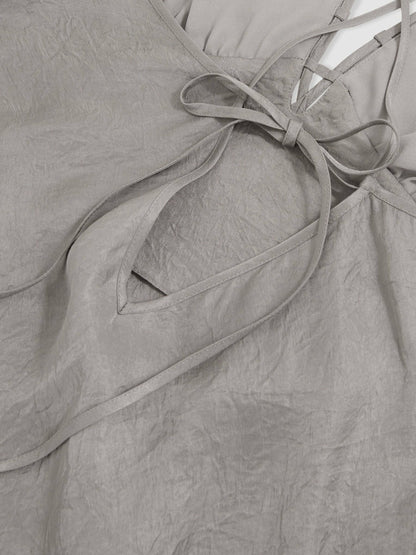 Reiss Crushed Satin Tie Back Slip Dress in Grey