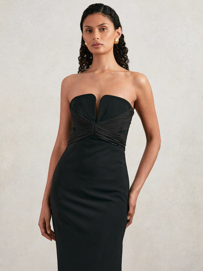 Reiss Affordable - Halston Strapless Crepe Midi Dress in Black