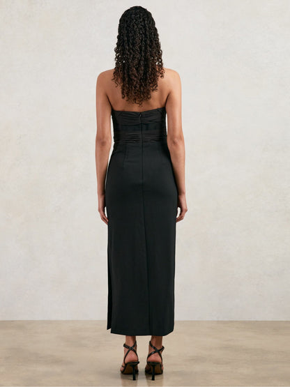 Reiss Affordable - Halston Strapless Crepe Midi Dress in Black