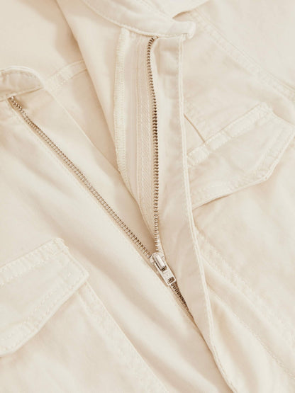 Reiss Sale - Good American Cotton Twill Jumpsuit with Stretch in Ecru