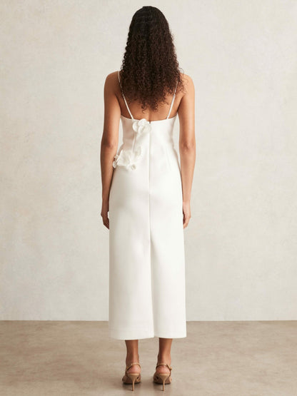 Reiss Affordable - Acler Ivory Petal Detail Fitted Midi Dress in Ivory