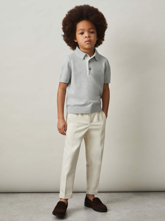 Reiss 3-9 yrs Contrast Placket Polo Shirt With Cotton in Washed Sage