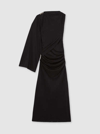Reiss Acler Jersey Draped Midi Dress in Black