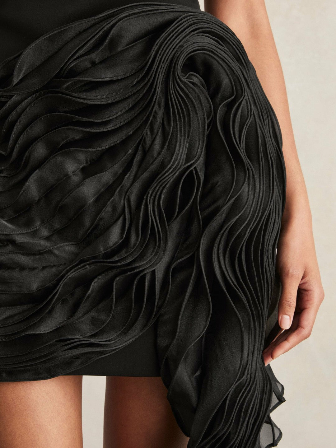 Reiss Popular Choice - Acler Layered Ruffle Mini Black Dress in Black