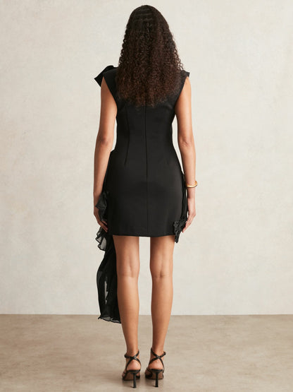 Reiss Popular Choice - Acler Layered Ruffle Mini Black Dress in Black